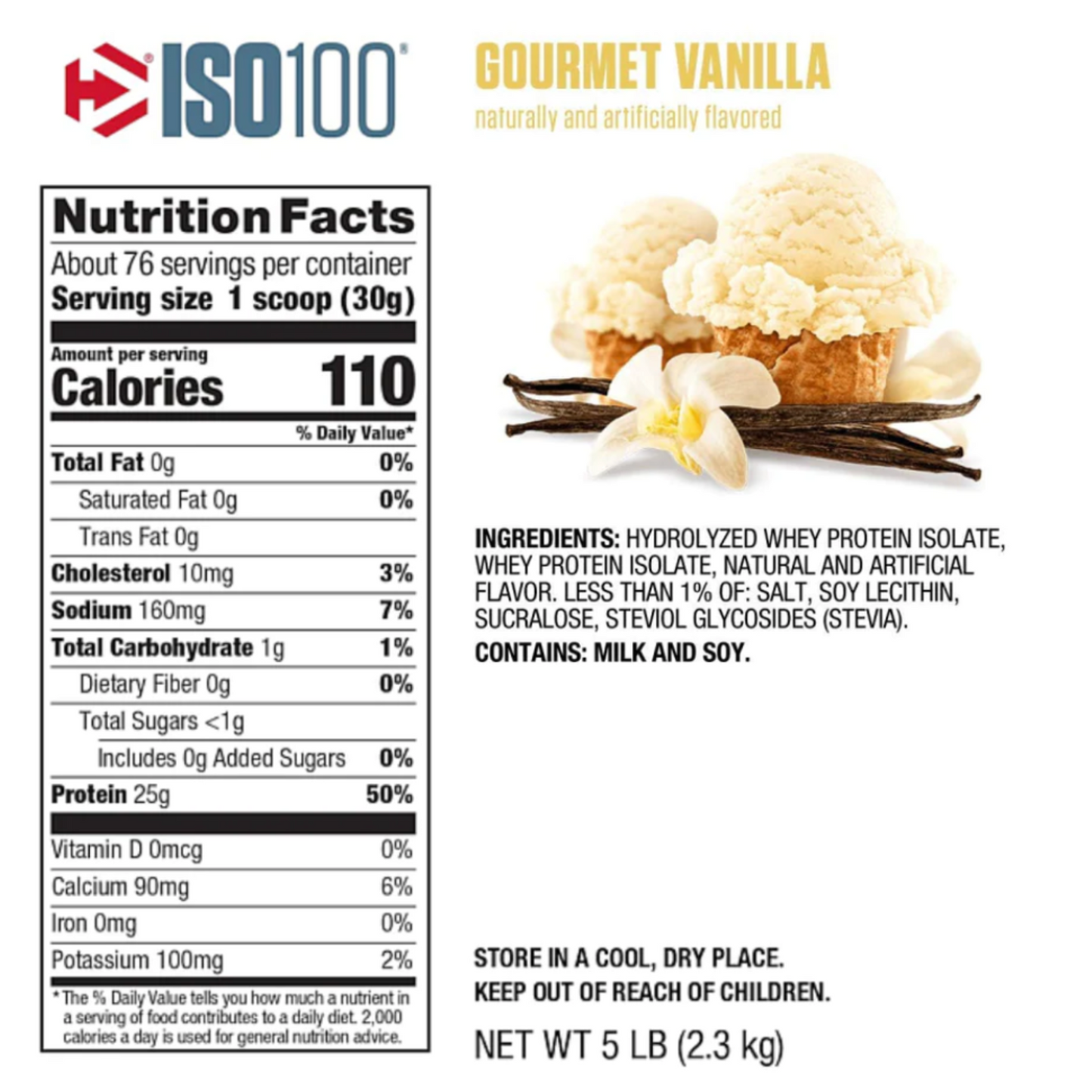 Dymatize ISO 100 - Proteína Vainilla Gourmet 5lbs