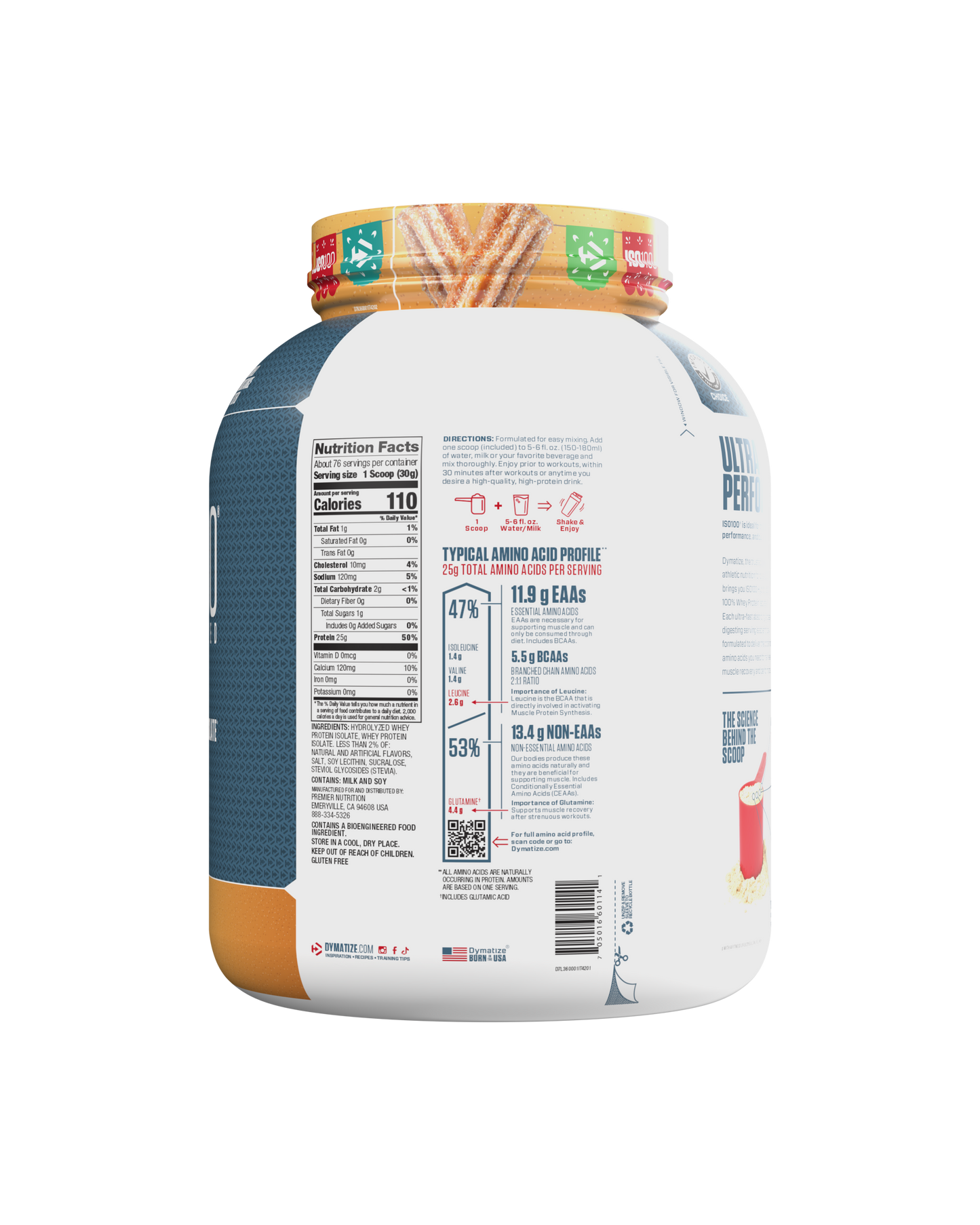 Dymatize ISO 100 - Proteína Cinnamon Churro 5lbs
