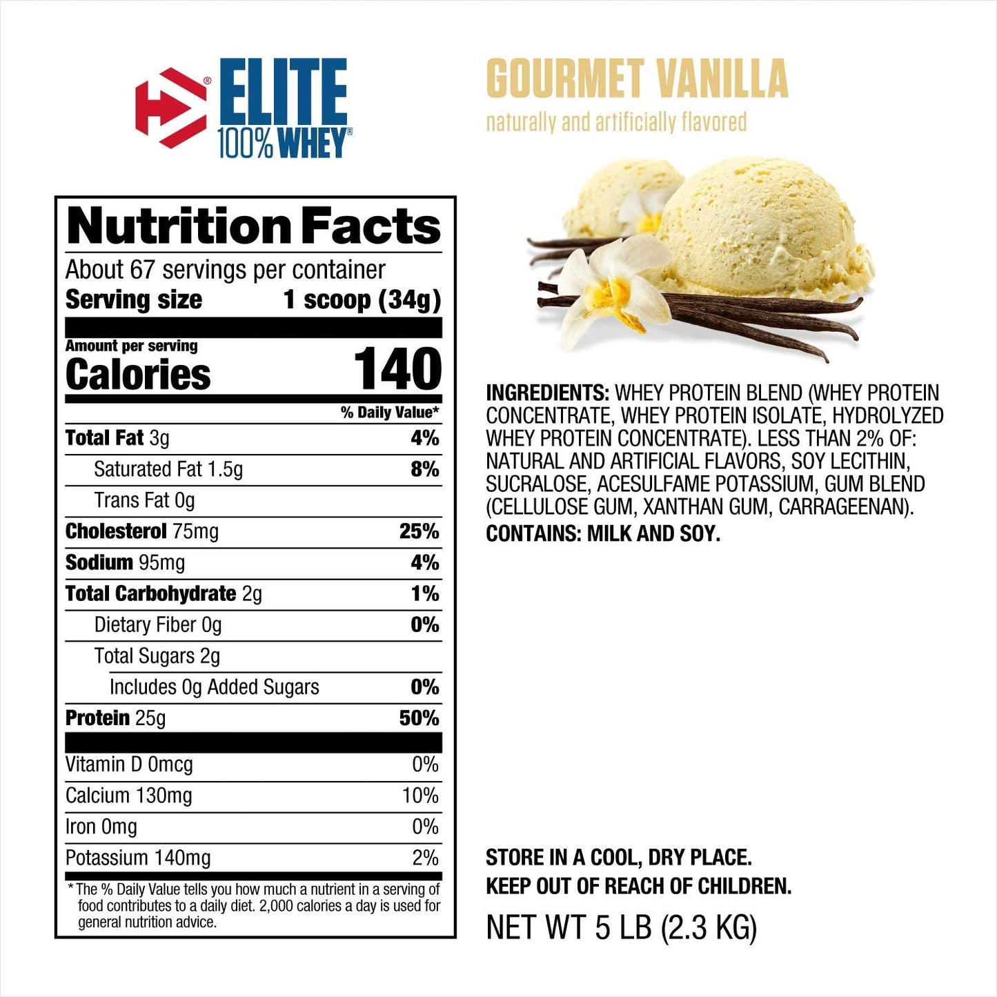 Dymatize Elite Whey - Proteína Vainilla 5lbs