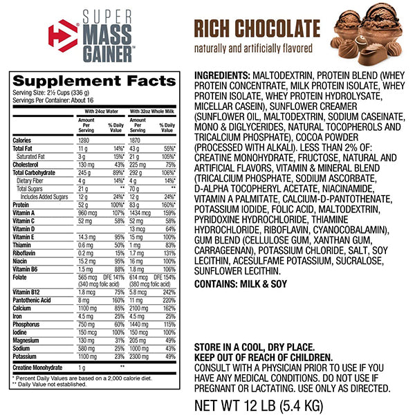 Dymatize Super Mass Gainer - Proteína Chocolate 12 lbs
