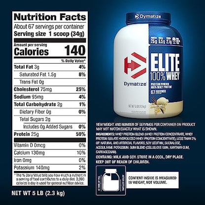 Dymatize Elite Whey - Proteína Vainilla 5lbs