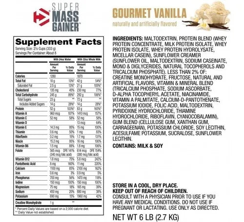 Dymatize Super Mass Gainer - Proteína Vainilla 12 lbs