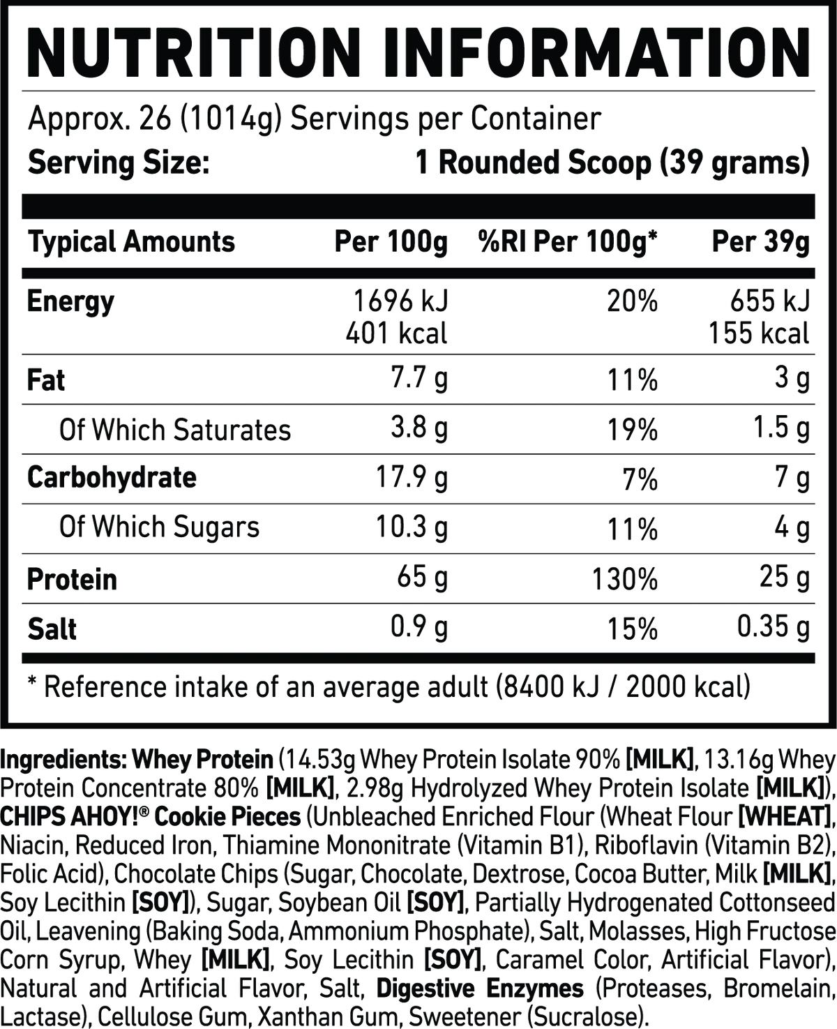 GHOST® WHEY Protein Chocolate Chip Cookie 2.2 lbs